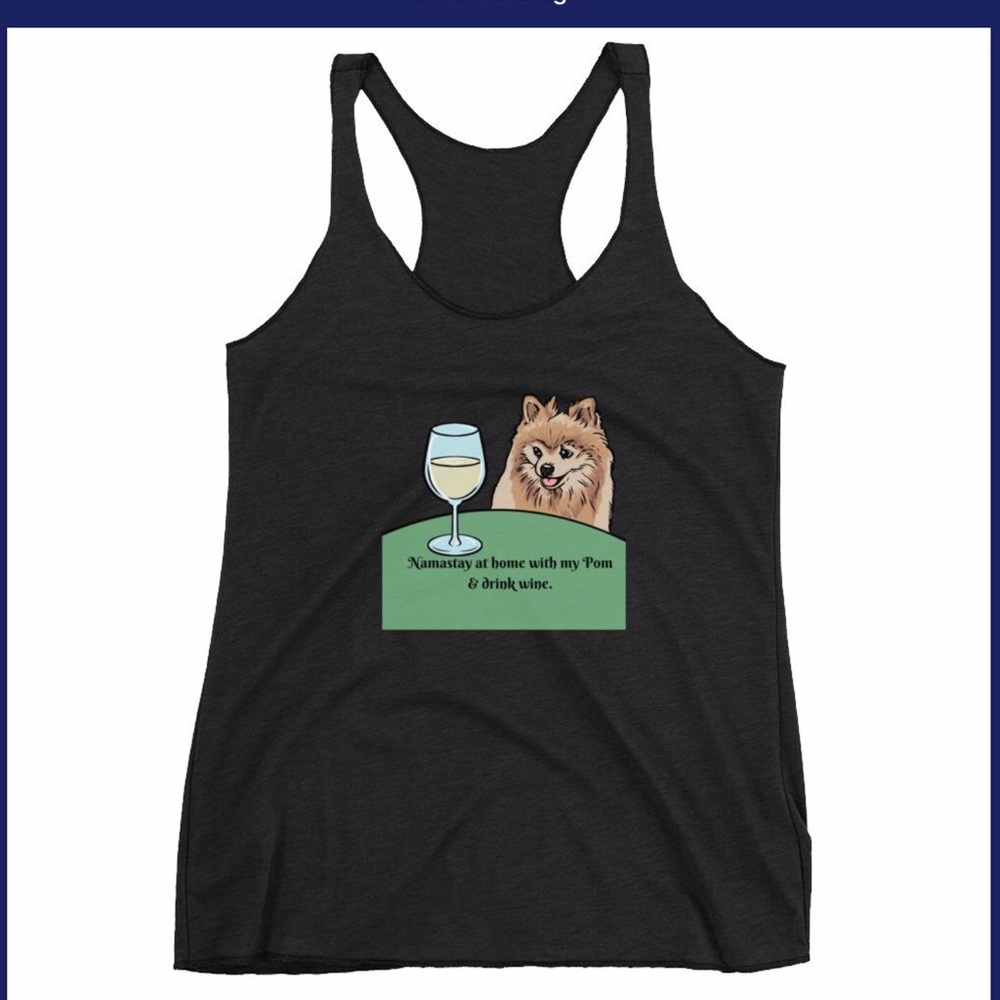 Pomeranian + Wine Lovers Tanks - All sizes - XS/S/M/L/XL. All colors avail too